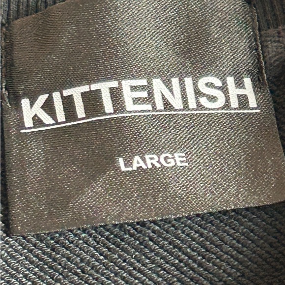 Black Kittenish Crewneck Sweatshirt, Gold cat Logo & logo written on back, SZ LG - Picture 7 of 9